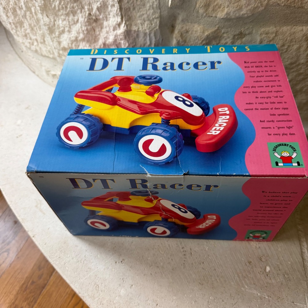 Discovery Toys DT Racer Vintage 2000 Red Yellow Blue Push Toy Car Rare NIB